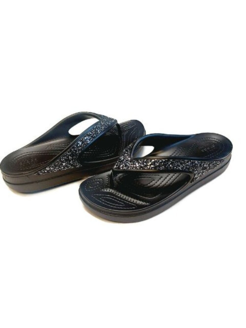 CROCS Sloane Womens Size 10 Glitter Wedge Flip Flops Lightweight Slip On Sandals - Picture 9 of 9